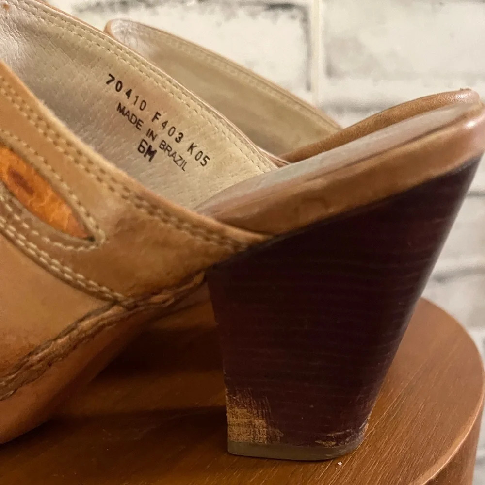 Women’s FRYE Phoenix studded brown clog mules leather western slip on boots Sz 6 - Picture 7 of 8